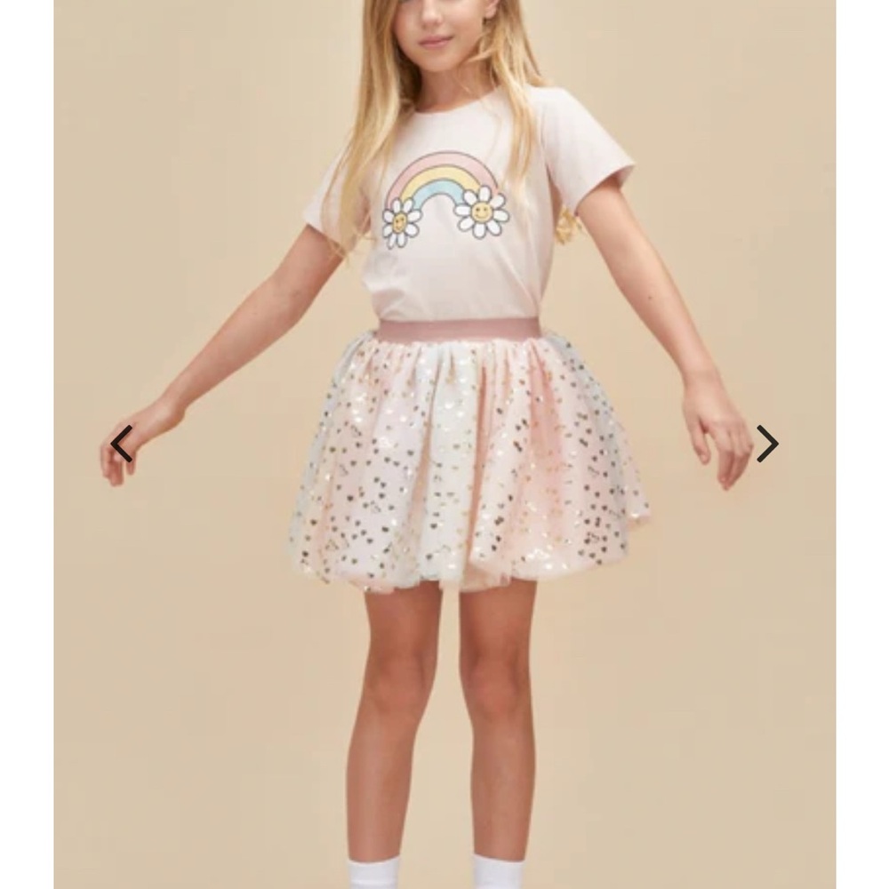 Huxbaby Unicorn Hearts Tulle Skirt in Pink